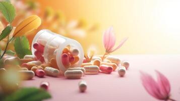 Importance of nutrition for anti-aging depicted through herbal supplements photo