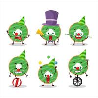 Cartoon character of cocopandan donut with various circus shows vector