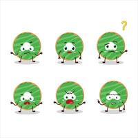 Cartoon character of cocopandan donut with what expression vector