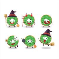 Halloween expression emoticons with cartoon character of cocopandan donut vector