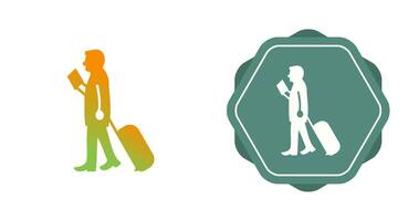 Walking with Luggage Vector Icon