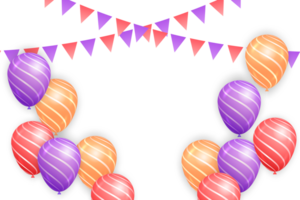 Beautiful happy birthday Background With balloons and confetti for birth day celebration card png