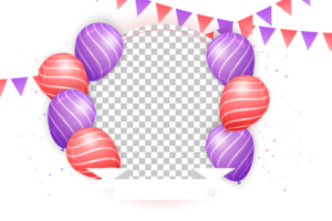 schön glücklich Geburtstag Hintergrund mit Rosa Luftballons und Konfetti zum Geburt Tag Feier Karte png