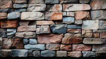 Wall texture of sharp stone bricks tiles background photo