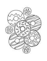 Cute Donut Black Outline Coloring Page vector