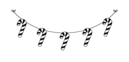 Candy Cane Garland Silhouette Vector Illustration, Christmas Graphics Festive Winter Holiday Season Bunting