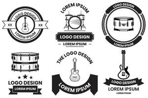 musical instrument logo in flat line art style vector