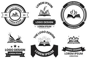 open book logo in flat line art style vector