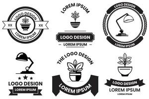 Home and office furniture logo in flat line art style photo