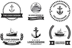 fishing and maritime logo in flat line art style photo