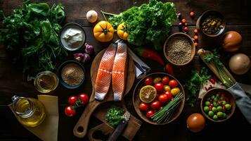 a table topped with bowls of food and vegetables AI Generative photo