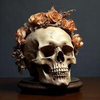 a skull with flower crown photo