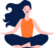 hand dragen kvinna karaktär håller på med yoga eller mediterar i platt stil png