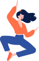 Hand Drawn female character doing yoga or meditating in flat style png