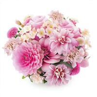 pink bouquet flowers isolated on white background. AI Generative photo
