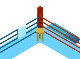 red corner of boxing arena for martial arts matches. Empty sports ring in isometric. Vector