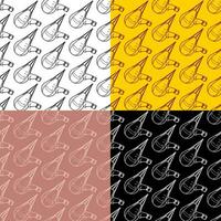 set of seamless patterns with sports boxing glove beats punching bag for sports training. Ornament for decoration and printing on fabric. Design element. Vector