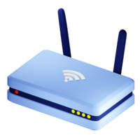 3d Rendern von modern kabellos W-lan Router. Getriebe von Kommunikation Signal im Wohnung und im Büro. Ausrüstung zum Netzwerk. realistisch png Illustration isoliert auf transparent Hintergrund