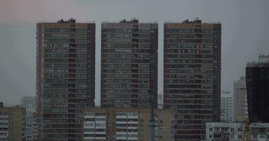 An urban view of three multi storey buildings video