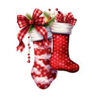 Christmas stocking with sweets and gifts ai generative png