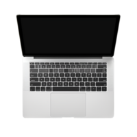 hedendaags modern zilver gekleurde slank laptop computer met zwart toetsenbord en scherm ai generatief png