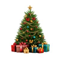 Christmas Decorative Tree with gifts box ai generative png