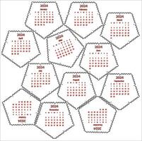 2024 calendar dodecahedron CNC laser cut template vector