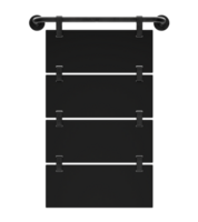 vuoto parete montato strada negozio annuncio pubblicitario segni . modello di strada memorizzare modello cartello , metallo bar ristorante bar plastica distintivo nero bianca, 3d illustrazione png