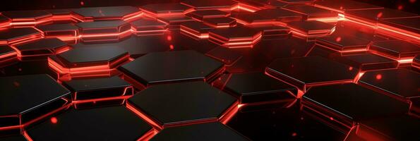 Abstract tech floor background Abstract technology floor background Abstract technology background hexagons green neon lights background Abstract 3D background AI generated photo