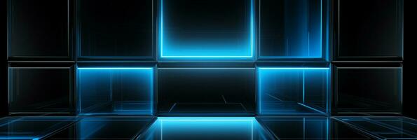 Abstract 3d background blue 3D floor background 3D cubes background 3D square background ai generated photo