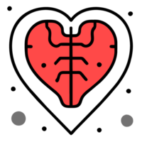 hart met bloed cel icoon, schets stijl illustratie, bewerkbare hartinfarct. png