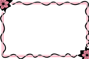 en skön illustration terar en blommig ram Utsmyckad med elegant rosa och svart Ränder uppsättning mot en ren , perfekt för olika design projekt png