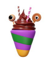 3d halloween holiday party with ice cream cone, sweet lollipop isolated. 3d render illustration png