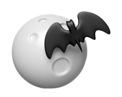 3d happy halloween party with full moon, bat isolated. 3d render illustration png