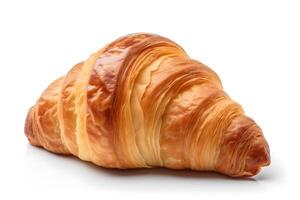 Single croissant isolated on white background photo