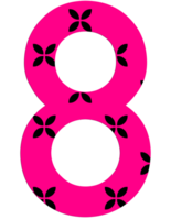 Illustration png cute bright pink numbers