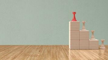 The chess on cube wood for Business concept 3d rendering photo