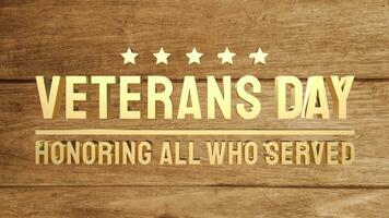 The veterans day gold text for holiday concept 3d rendering photo