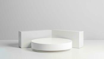 podio en resumen blanco composición para producto presentación 3d ilustración, ai generativo foto