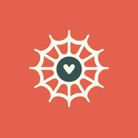 Donation platform filled colorful logo. Wealth management. Spiderweb with heart. Design element. Created with artificial intelligence. Ai art for corporate branding, investing app, bank service vector