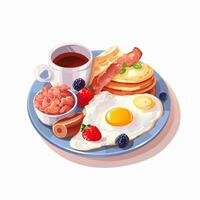 there is a plate of breakfast foods with a cup of coffee. generative ai. photo
