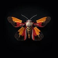 a colorful moth with black background photo