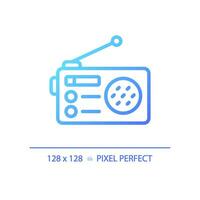 2D pixel perfect gradient radio icon, isolated vector, thin line blue illustration representing journalism. vector