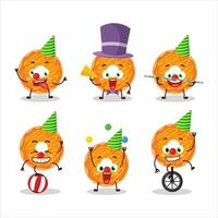 Cartoon character of orange cream donut with various circus shows vector