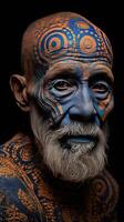 a man with painted face and beard photo