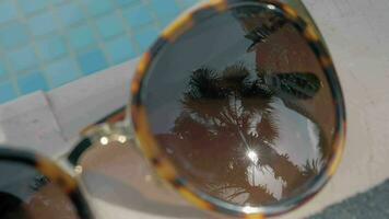 Sunglasses with palm reflection Summer holidays video