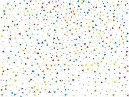 Birthday Triangular Confetti. Light Rainbow glitter confetti background. Colored festive texture. vector