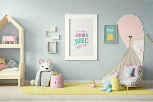 Interior kid's room and wall frame. Pro Photo