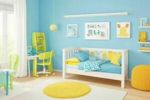 Interior kid's room and wall frame. Pro Photo