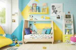 Interior kid's room and wall frame. Pro Photo